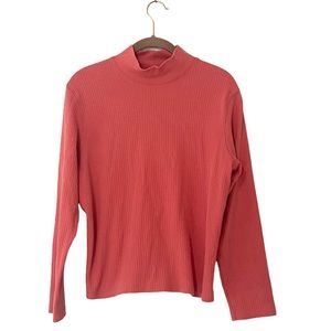 Hasting & Smith Petites Ladies Mock Turtleneck Long Sleeve Shirt Petite Lg Pink